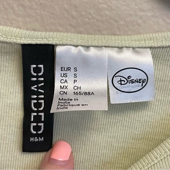 Disney H&M S Bambi cropped short sleeve top Thumper yellow green ruffle - Picture 4 of 8